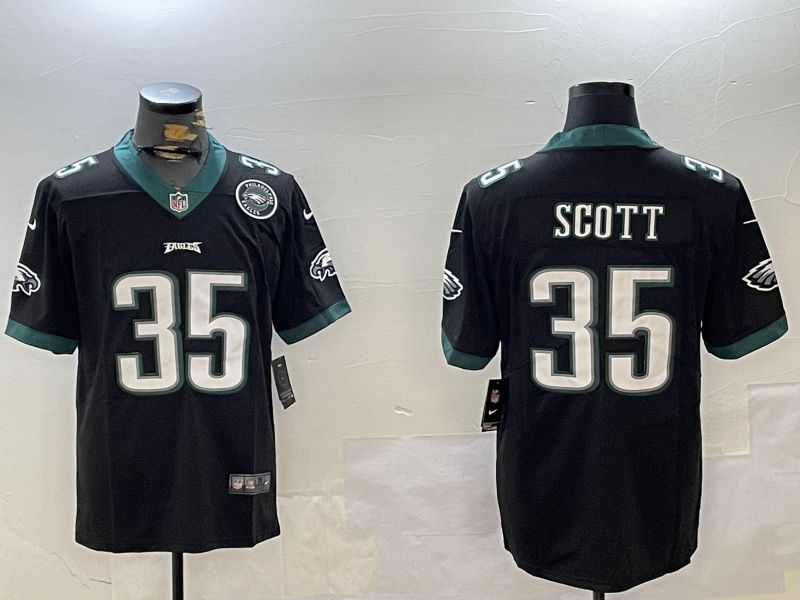 Men Philadelphia Eagles #35 Scott Black Second generation 2024 Nike Limited NFL Jersey style 3